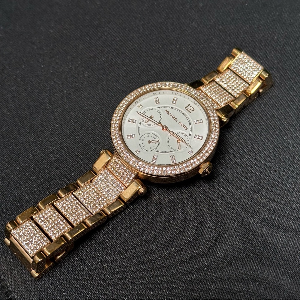 Designer Michael Kors Parker Gold-Tone Round Dial Watch